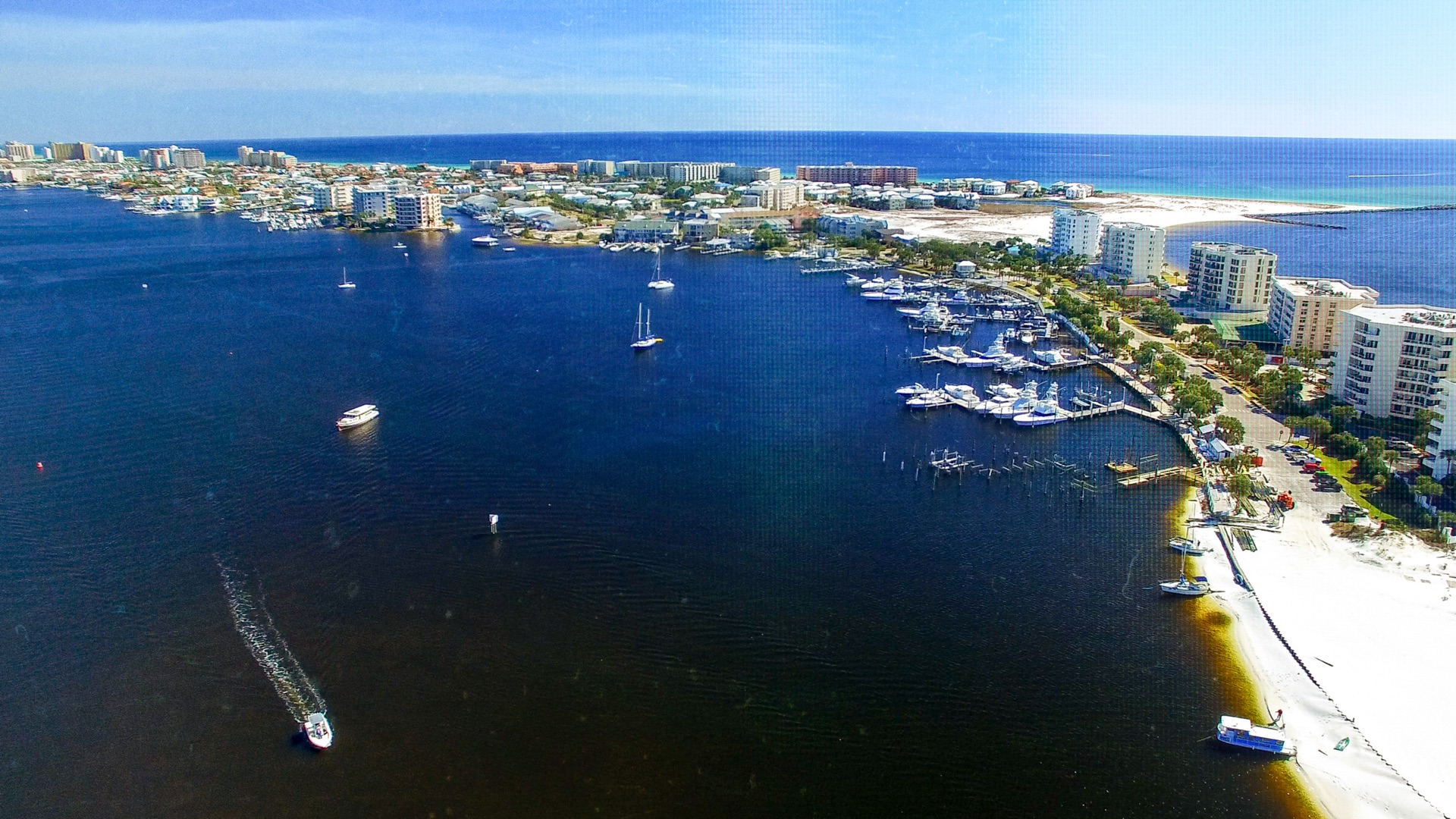 Aerial view of the Southwest Florida coastline where rivers meet the Gulf of Mexico